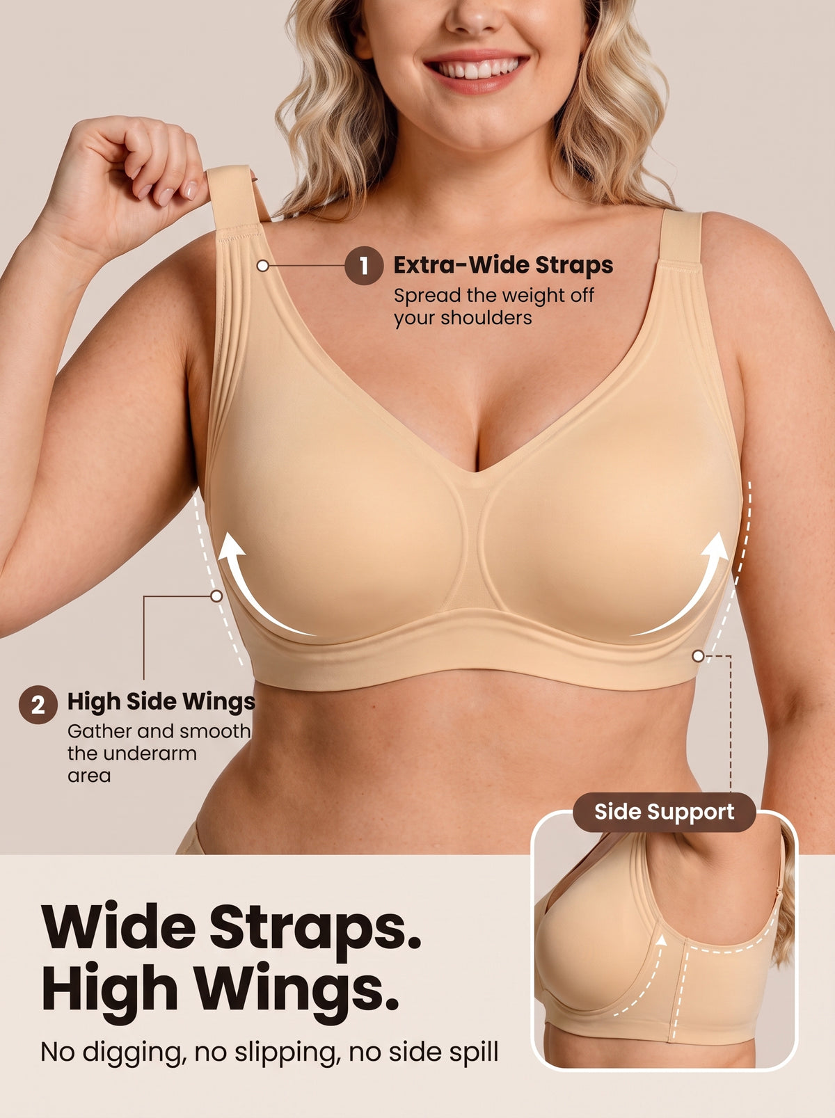 LiftEase Jelly Bra — Wireless Lift & Full-Coverage Support